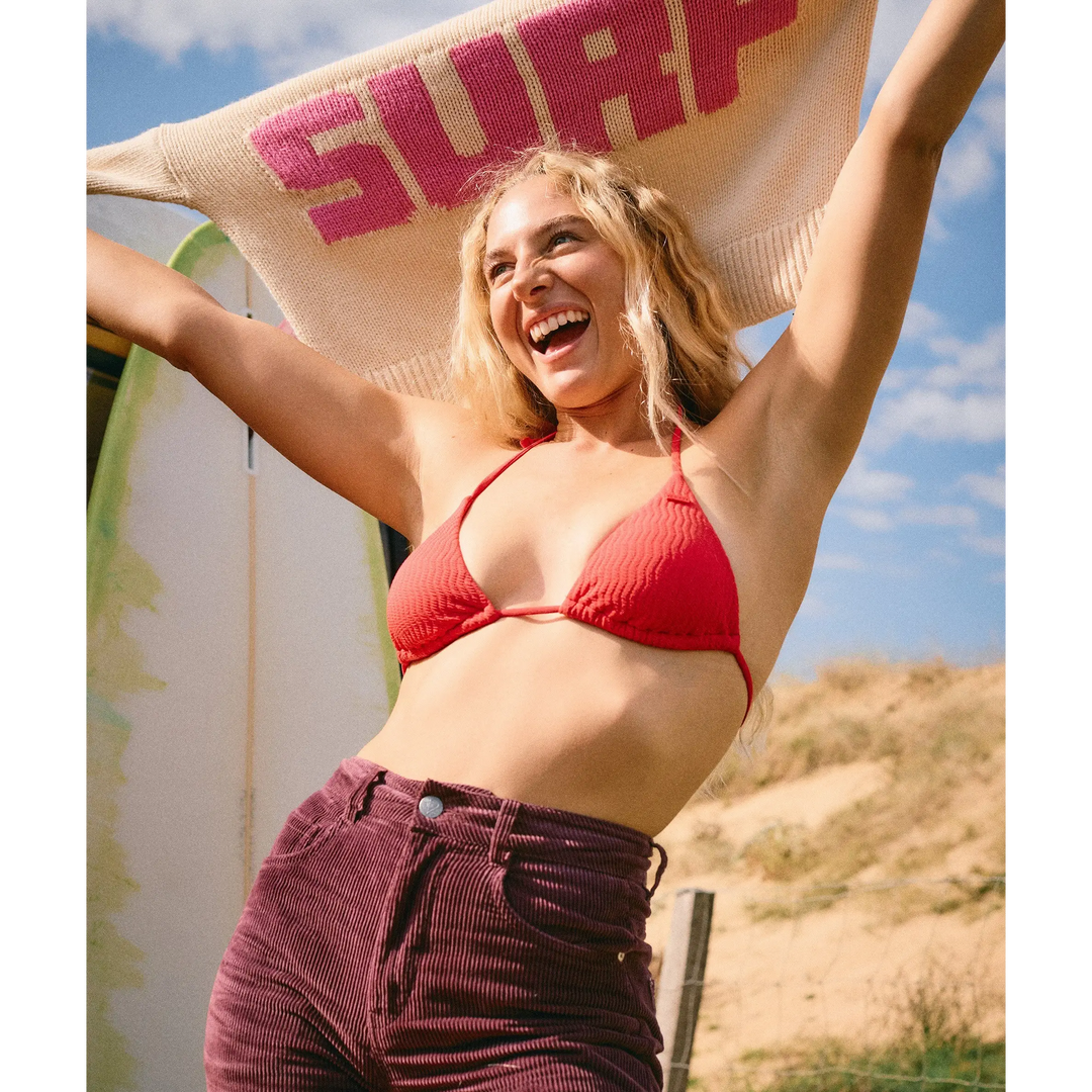 Roxy Lagos Tiki Tri Tanga Tie Bikini 