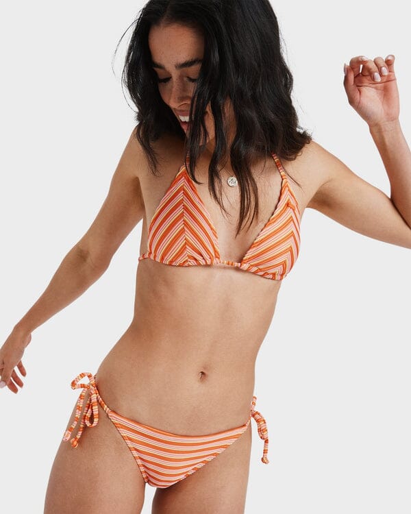 Roxy Moana Stripe Tiki Tri Moderate Tie Side Bikini 