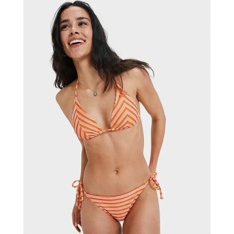 Roxy Moana Stripe Tiki Tri Moderate Tie Side Bikini 