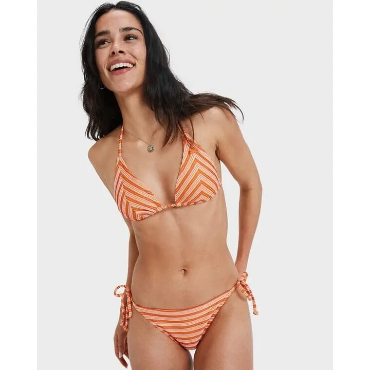 Roxy Moana Stripe Tiki Tri Moderate Tie Side Bikini 