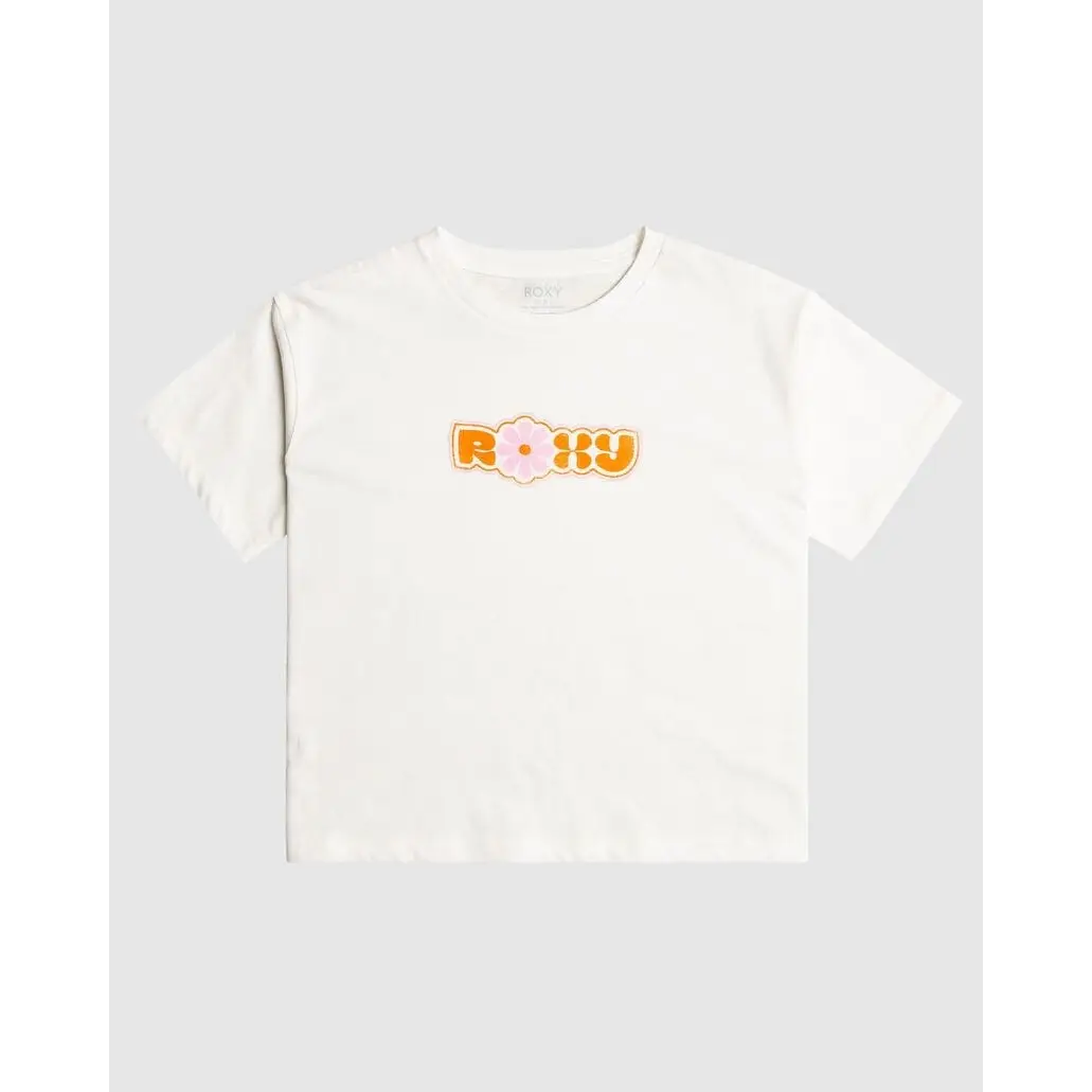 Roxy Sun Over The Beach Youth T-Shirt Snow White 8Y 