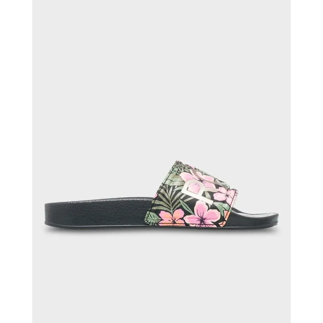 Roxy Youth Slippy II Slides - Black Multi 