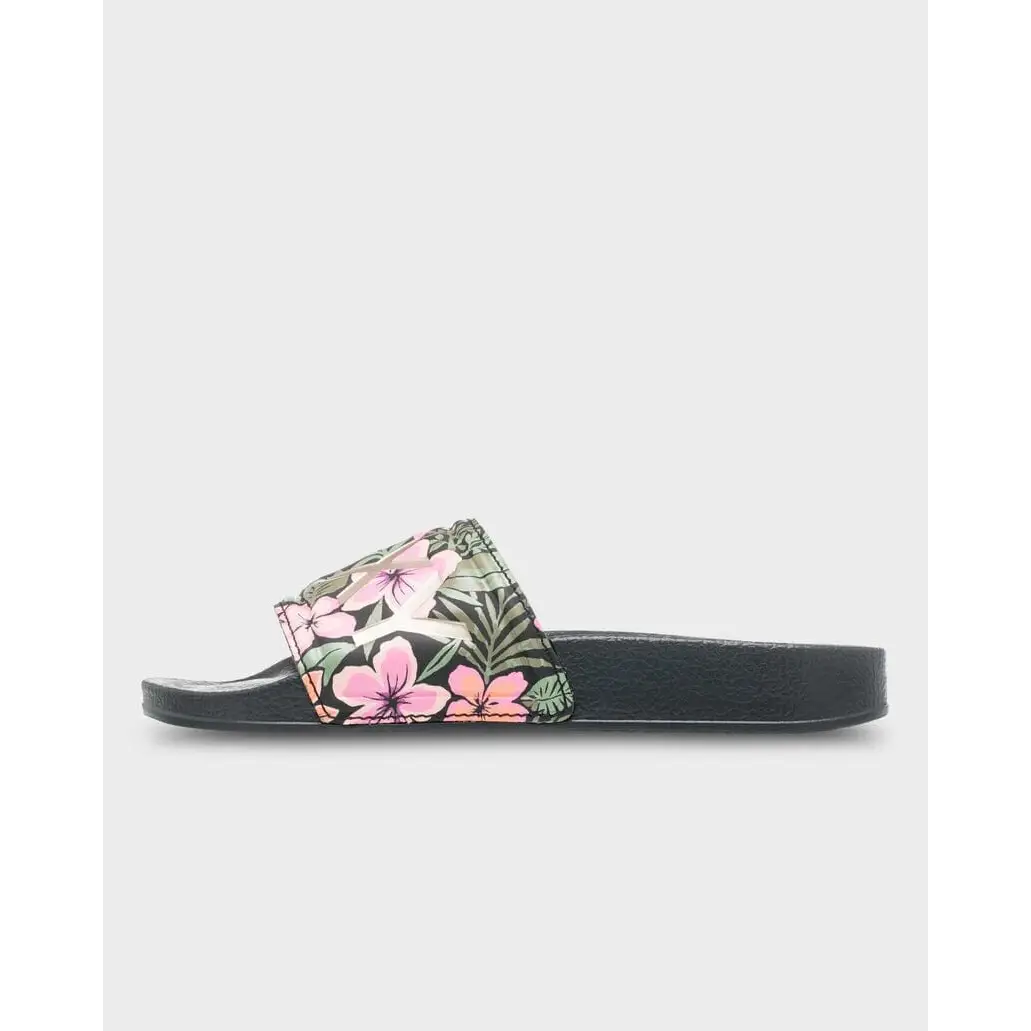 Roxy Youth Slippy II Slides - Black Multi 