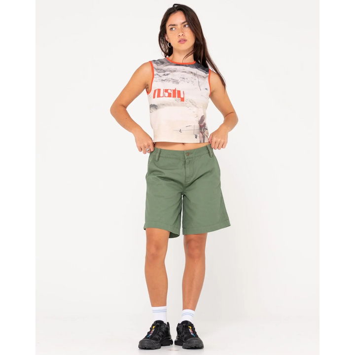 Rusty All Ova Slim Fit Sleeveless Skimmer Tank 