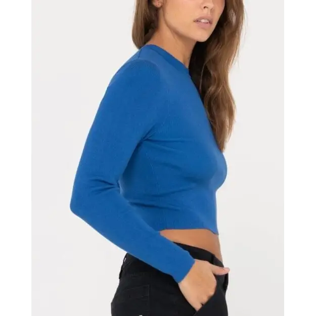 Rusty Amelia Cropped Long Sleeve Knit Top 