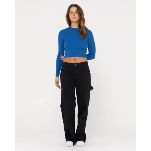 Rusty Amelia Cropped Long Sleeve Knit Top 