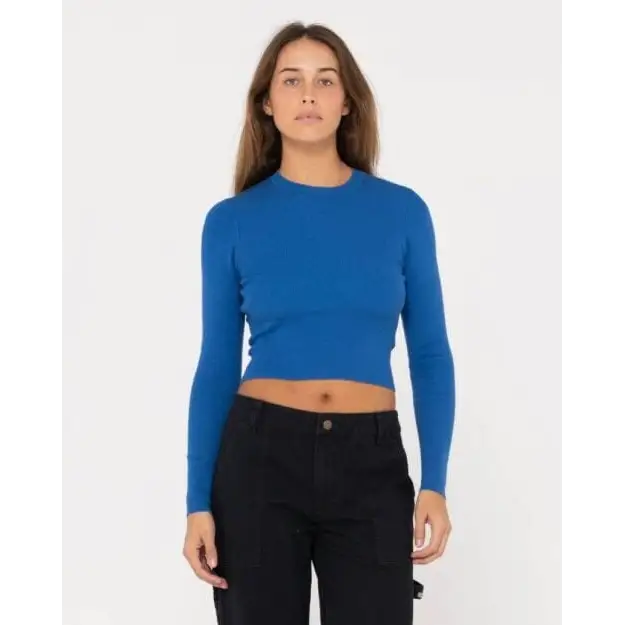 Rusty Amelia Cropped Long Sleeve Knit Top 