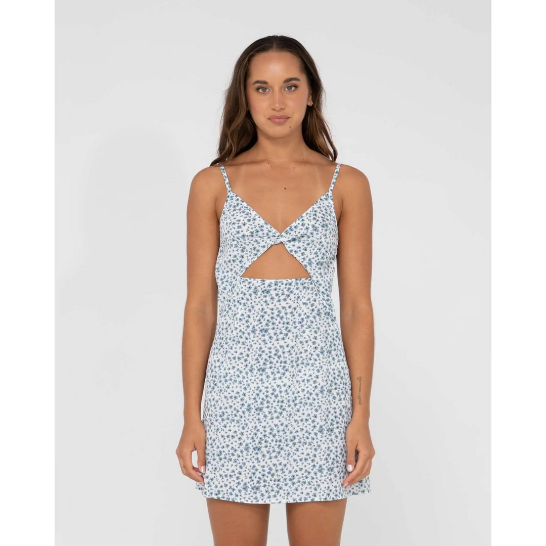 Rusty Balnear Floral Printed Cut Out Mini Dress 