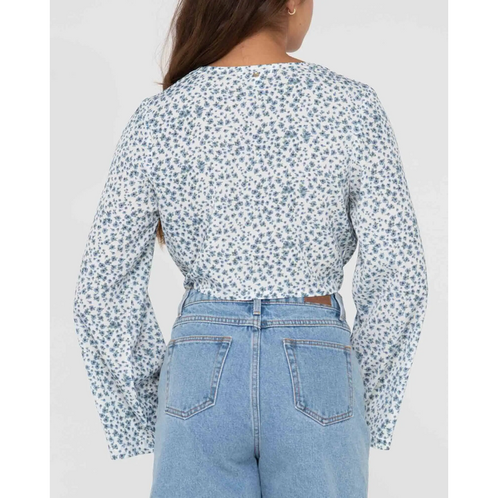 Rusty Balnear Floral Printed Tie Front Cropped Shirt 