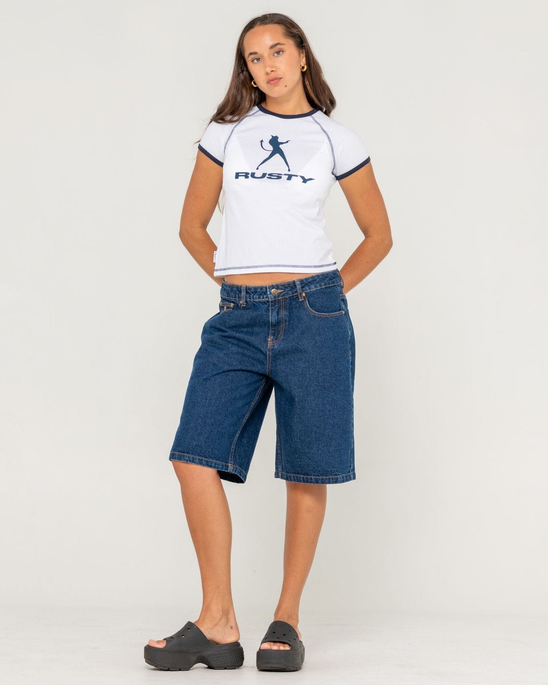 Rusty Bethany Baggy Low Rise Denim Jorts 