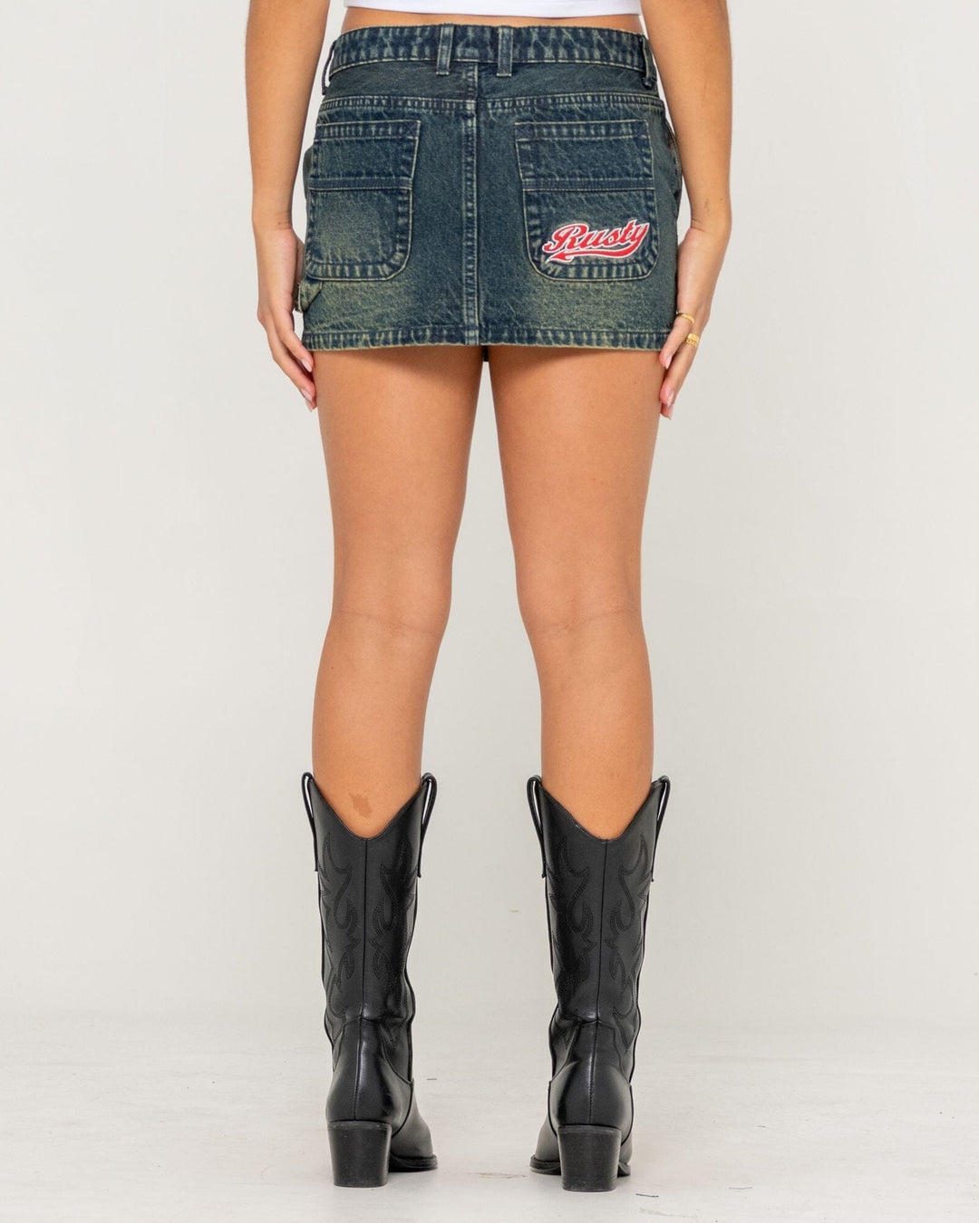 Rusty Billie Low Rise Denim Mini Skirt 
