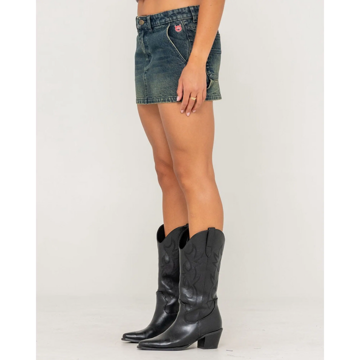 Rusty Billie Low Rise Denim Mini Skirt 