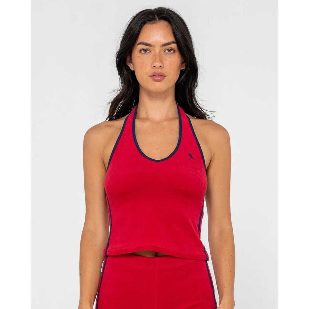 Rusty Bodhi Towelling Halter Neck Top 