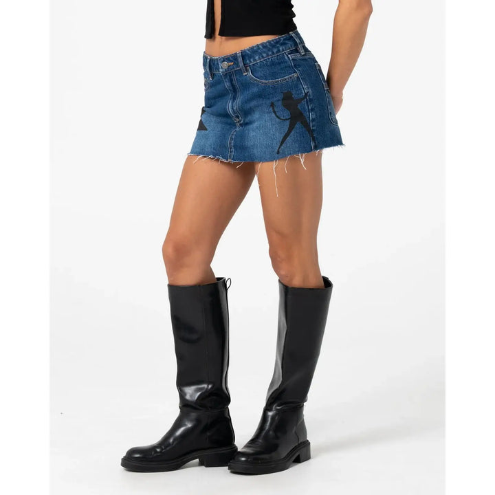 Rusty Brixton Low Rise Denim Mini Skirt