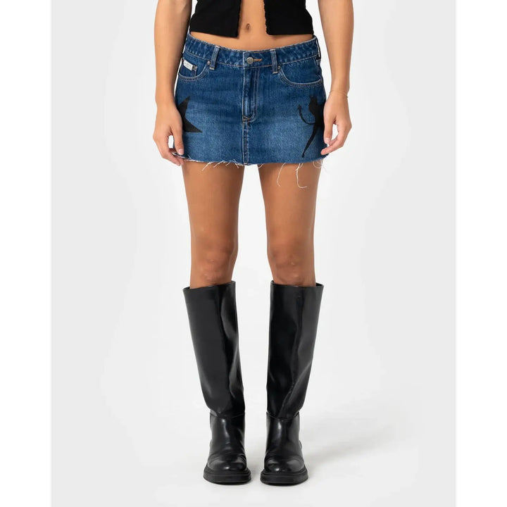 Rusty Brixton Low Rise Denim Mini Skirt