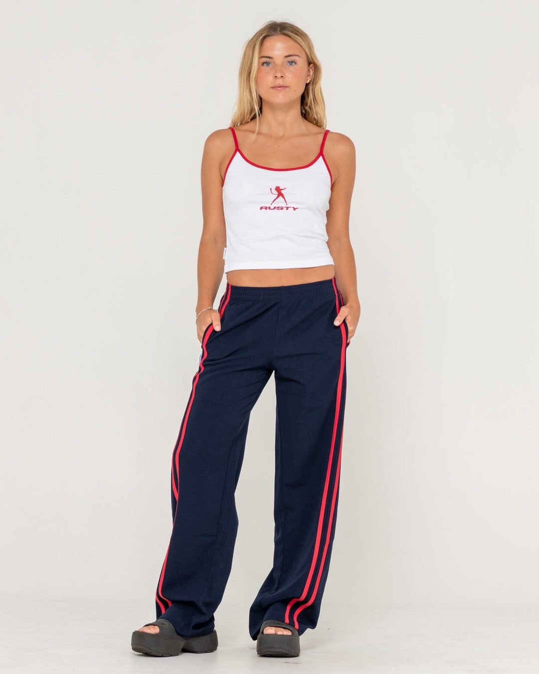 Rusty Bronson Side Stripe Low Rise Trackpants 