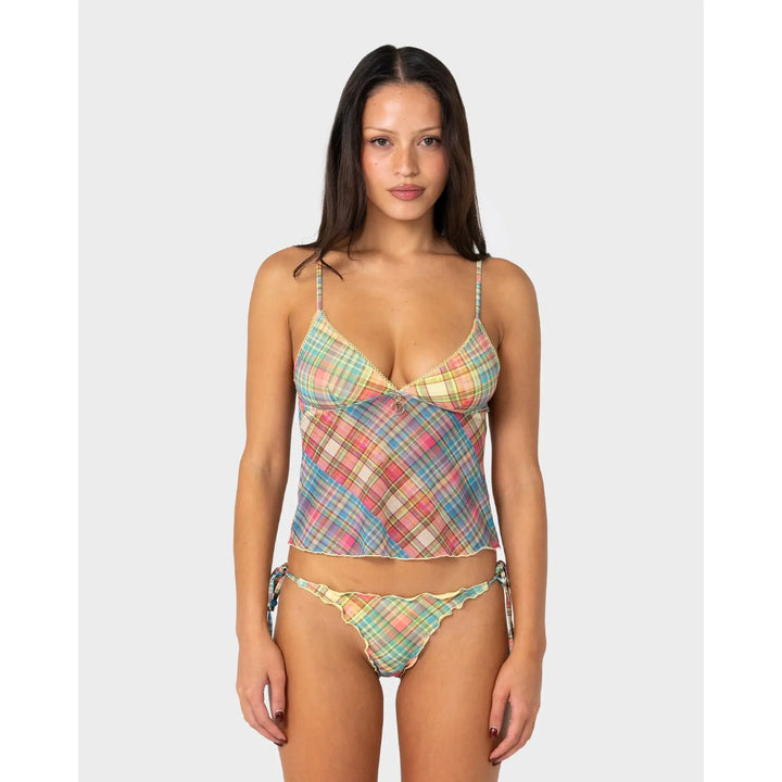 Rusty Check Moi Tankini Cami Top