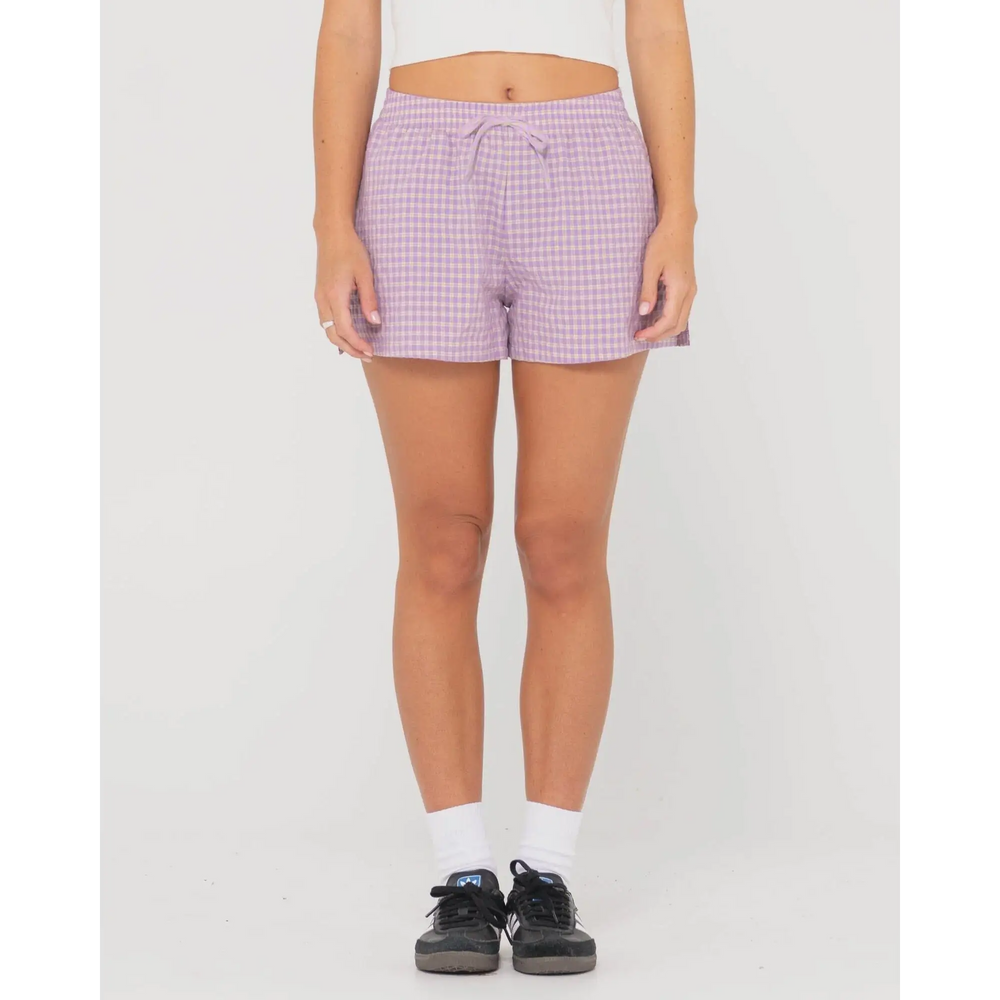 Rusty Checked Out Elastic Waist Shorts 