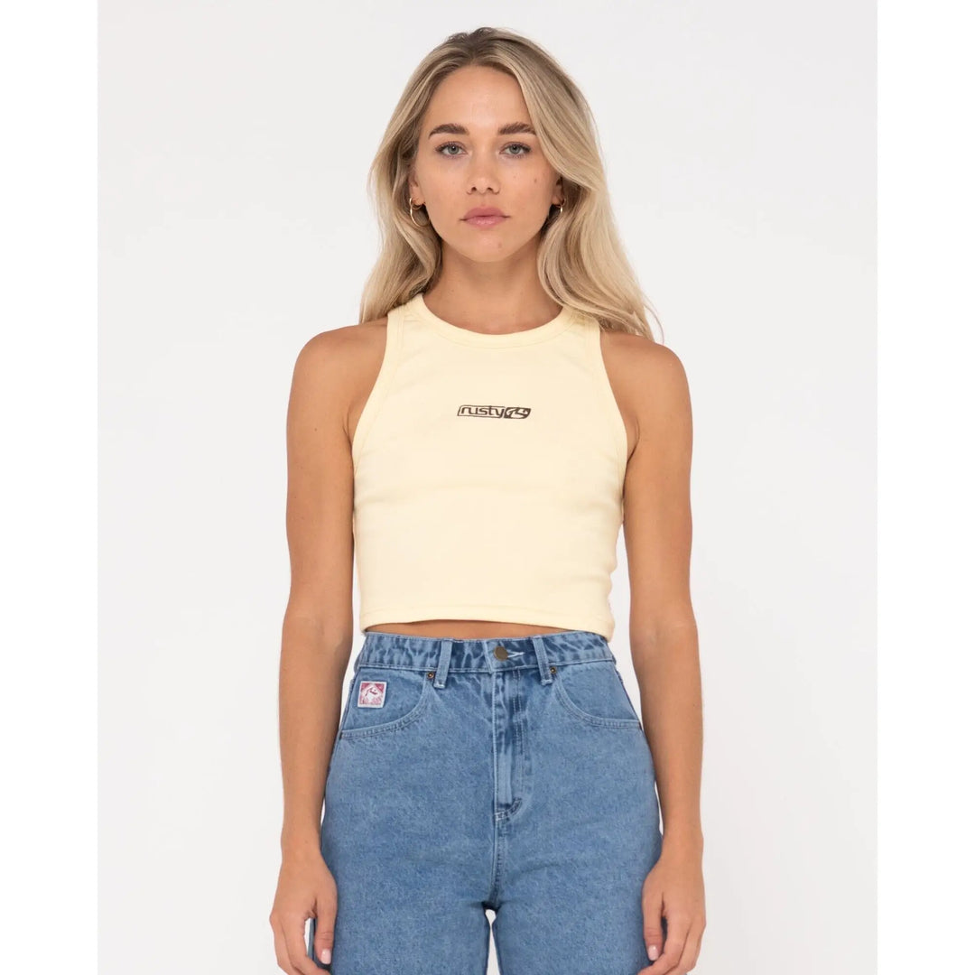 Rusty Contrast Racer Tank Pale Banana 10 