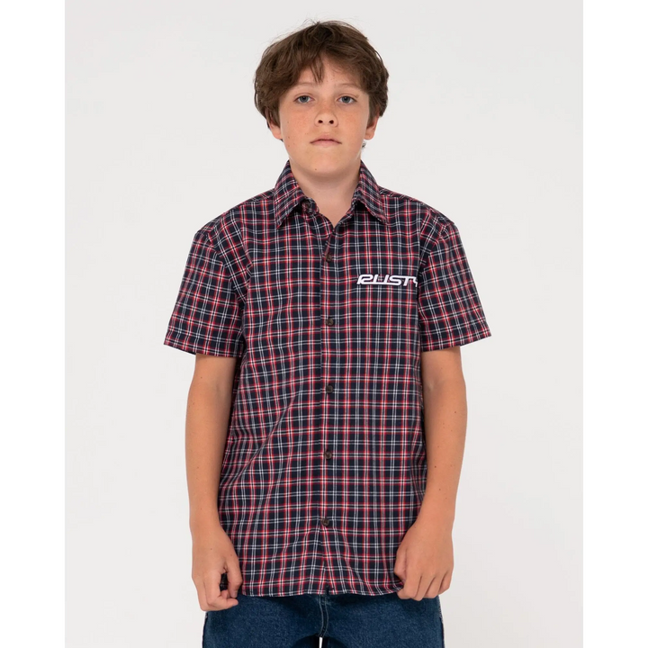 Rusty Datsun 2k Check Button Up Youth Shirt 