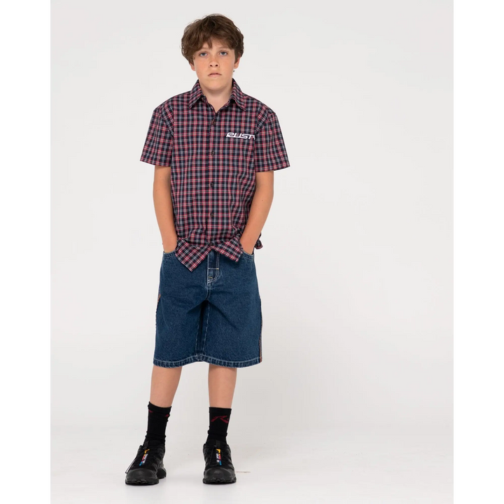 Rusty Datsun 2k Check Button Up Youth Shirt 