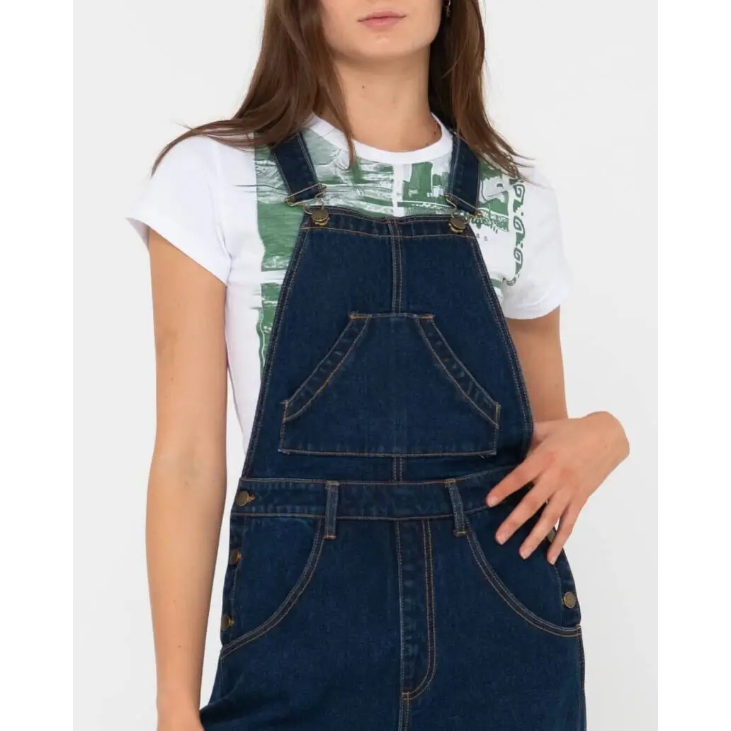 Rusty Dax Wide Baggy Cargo Denim Overalls 