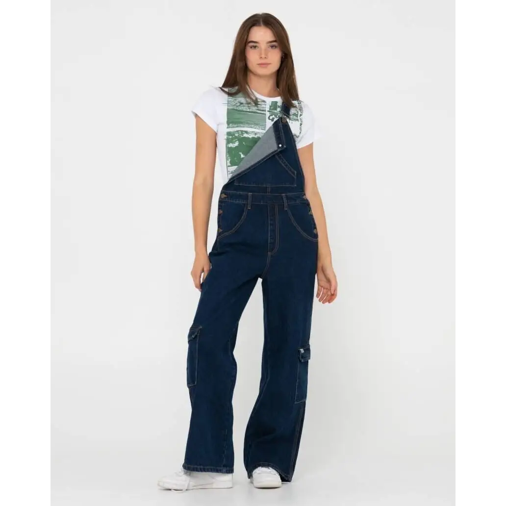 Rusty Dax Wide Baggy Cargo Denim Overalls 