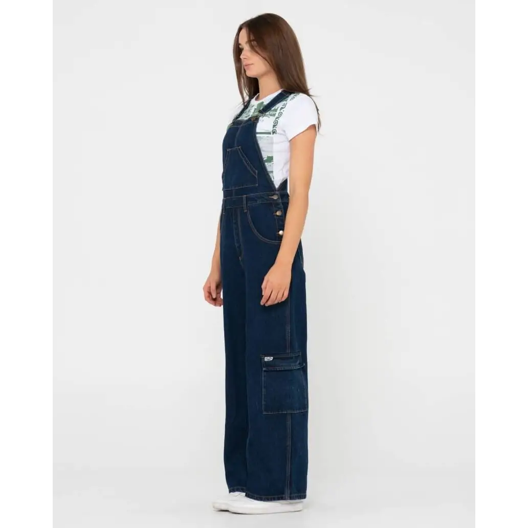 Rusty Dax Wide Baggy Cargo Denim Overalls 