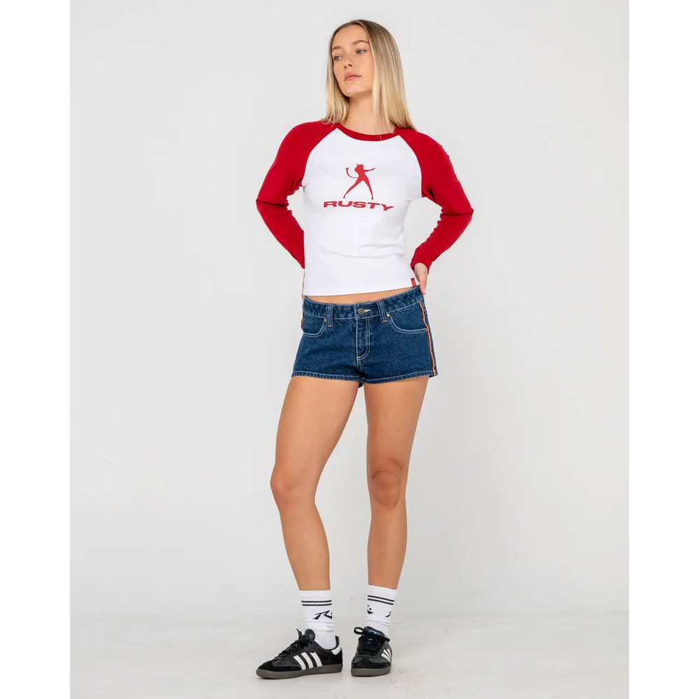 Rusty Devil Raglan Long Sleeve Fitted T-Shirt