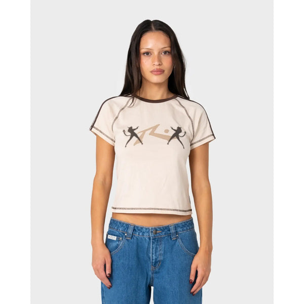 Rusty Double Devil Raglan Baby Tee