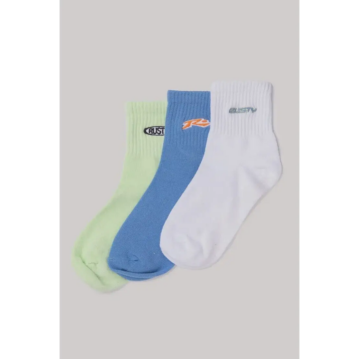 Rusty Fancy Day Crew 3-Pack Socks 
