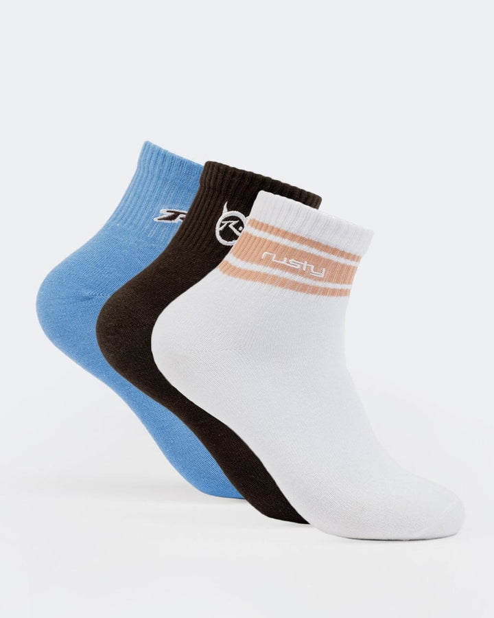 Rusty Fancy Day Crew 3-Pack Socks - Multi 7 