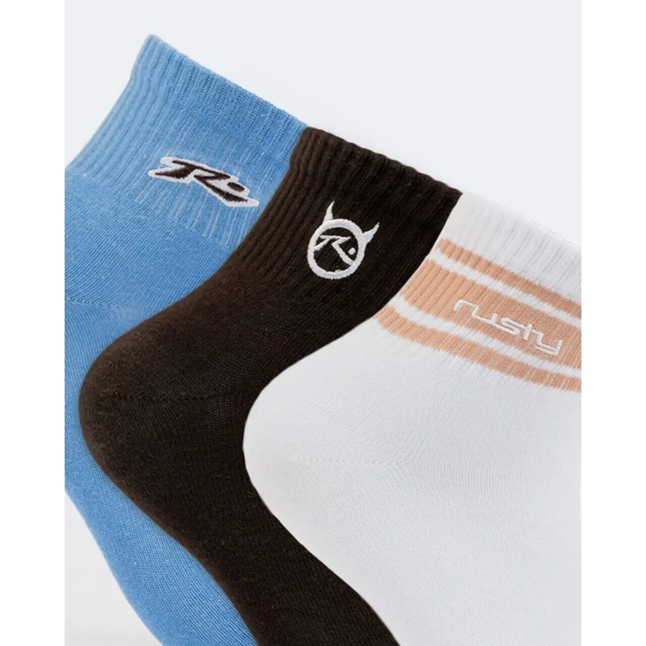 Rusty Fancy Day Crew 3-Pack Socks - Multi 7 