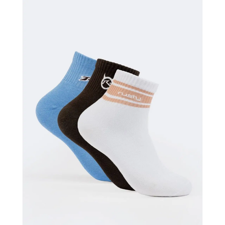 Rusty Fancy Day Crew 3-Pack Socks - Multi 7 