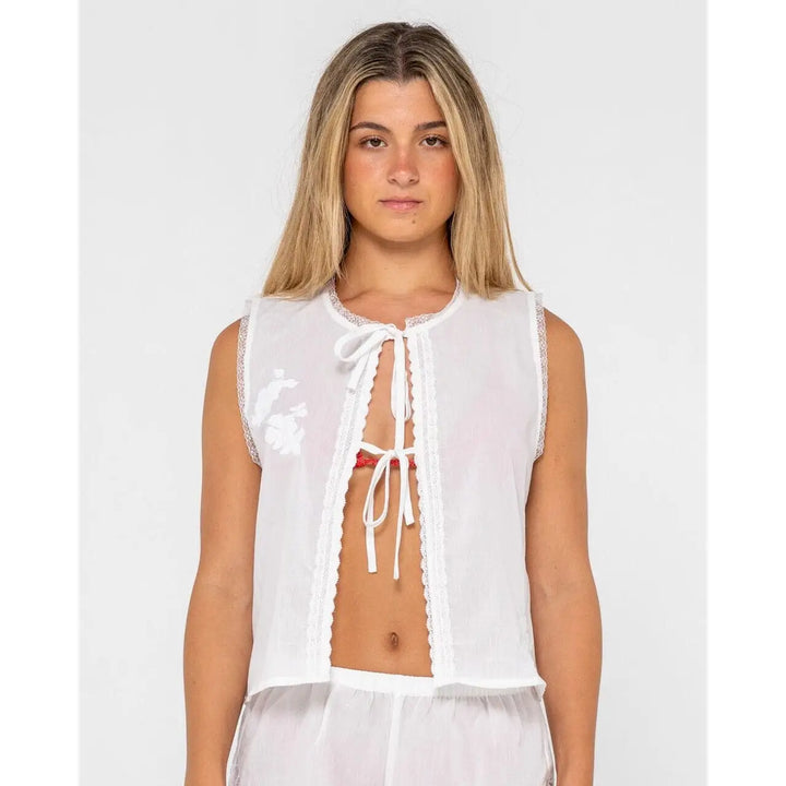 Rusty Feyre Tie Front Top 