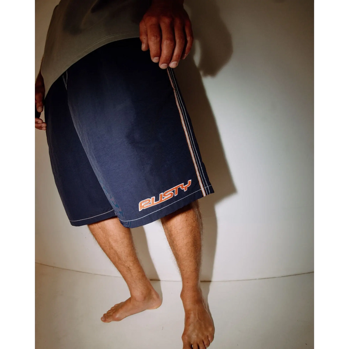 Rusty Flip Daddy 22" Elastic Waist Boardshorts Navy Blue 28 