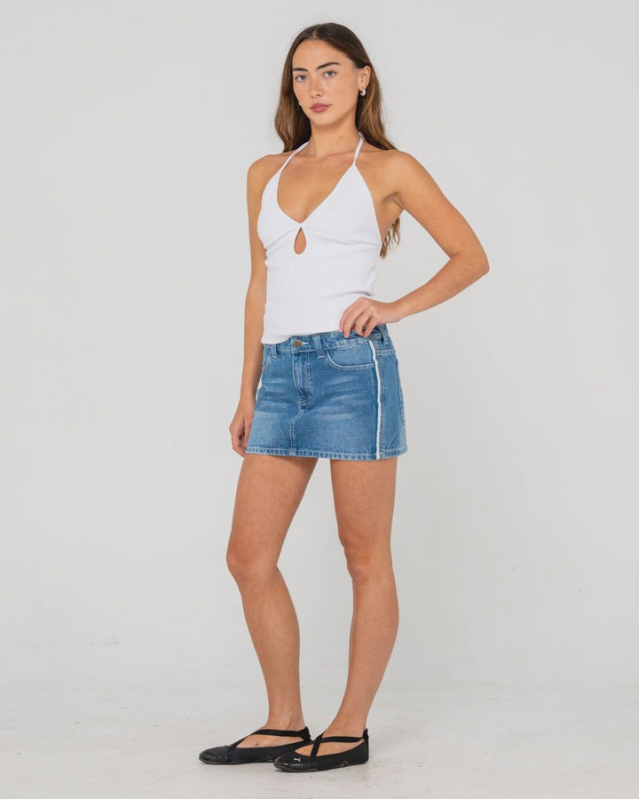Rusty Flip Mommy Low Rise Denim Mini Skirt 