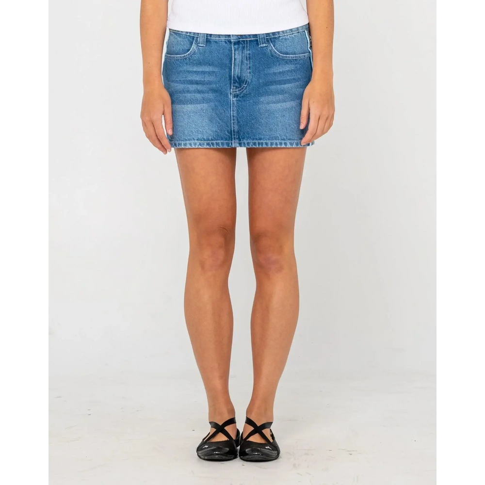 Rusty Flip Mommy Low Rise Denim Mini Skirt 