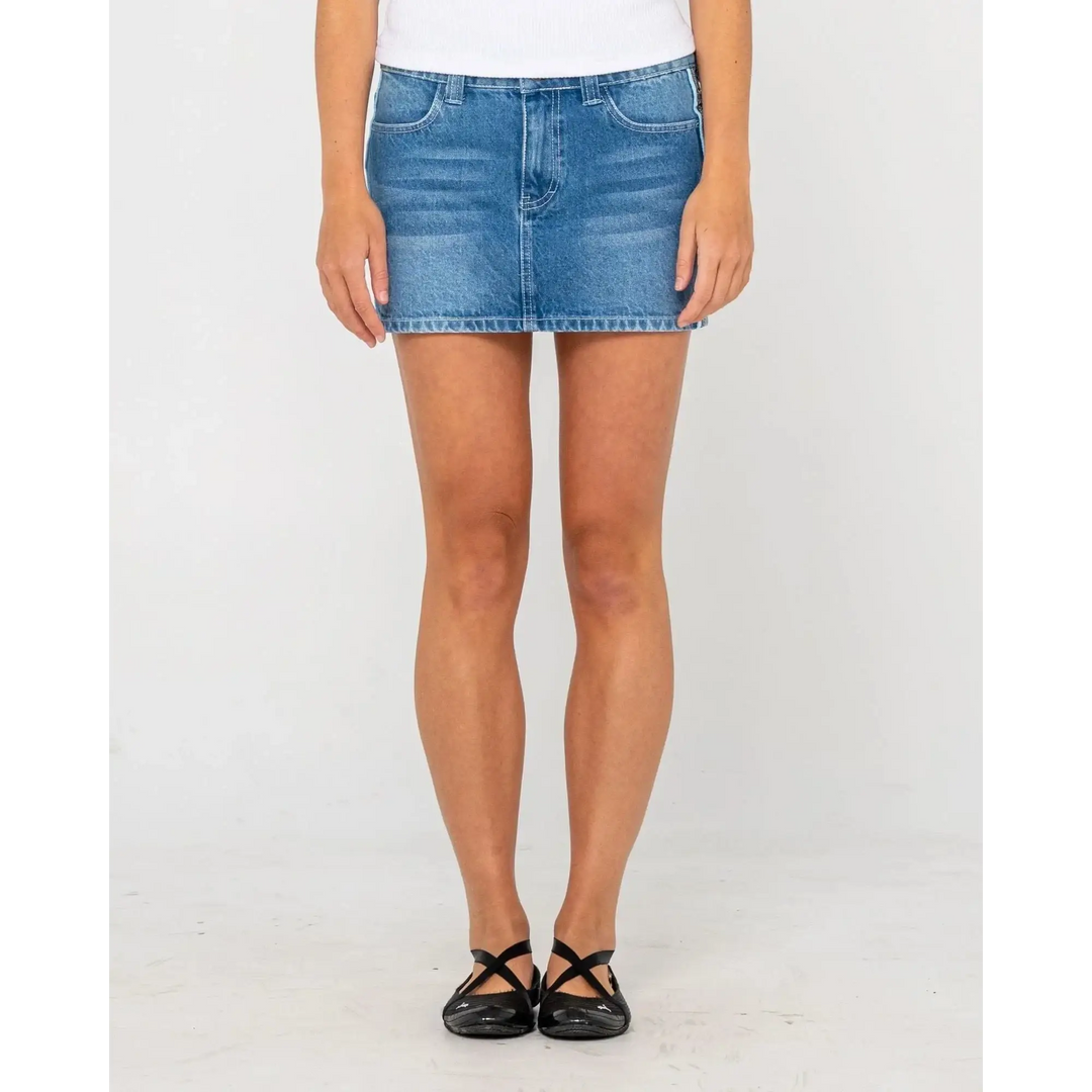 Rusty Flip Mommy Low Rise Denim Mini Skirt 