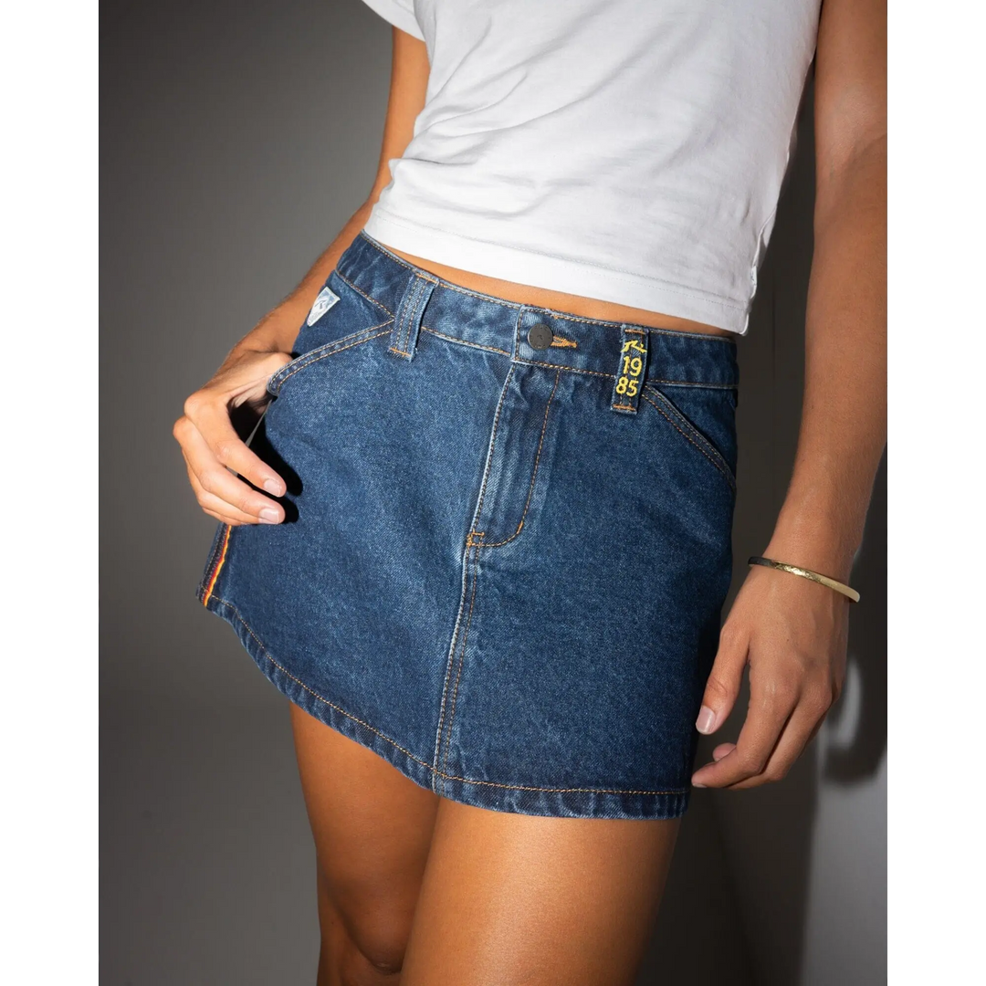 Rusty Flip Mommy Low Rise Mini Denim Skirt 