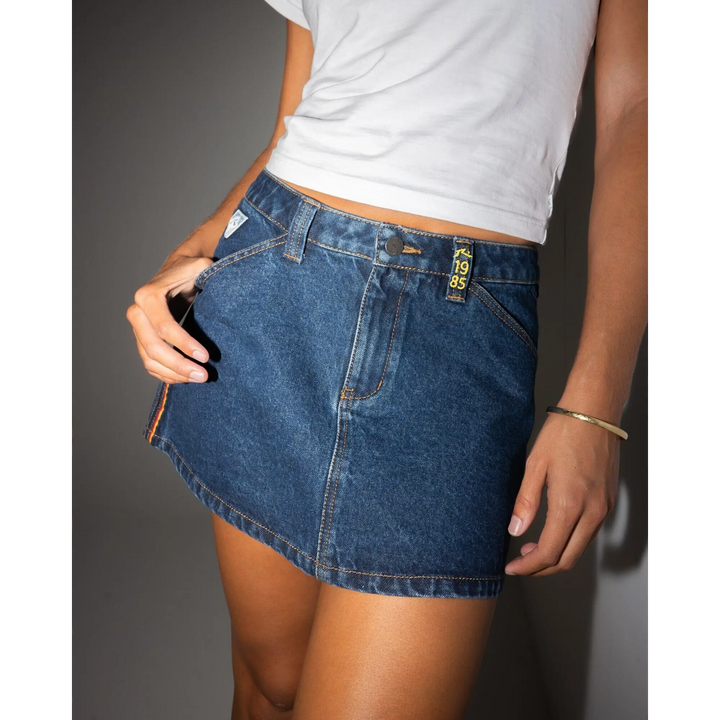 Rusty Flip Mommy Low Rise Mini Denim Skirt 