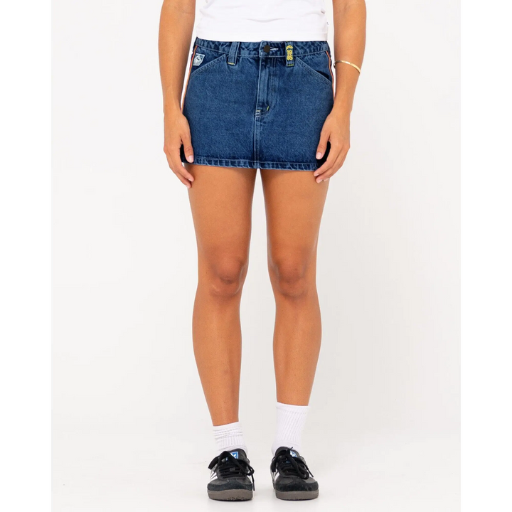 Rusty Flip Mommy Low Rise Mini Denim Skirt 