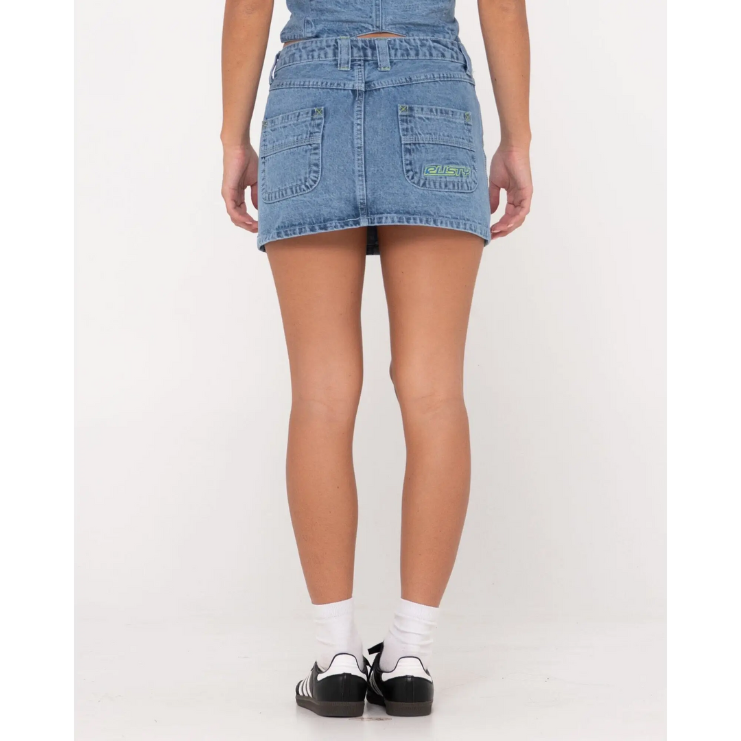 Rusty Flip Mommy Low Rise Mini Denim Skirt 