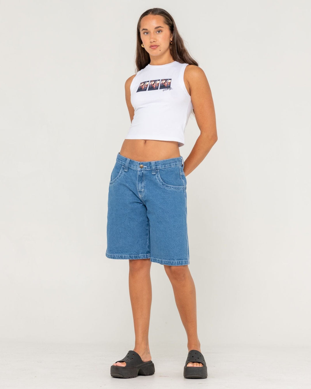 Rusty Flip Mommy Tapeless Low Rise Baggy Jorts 