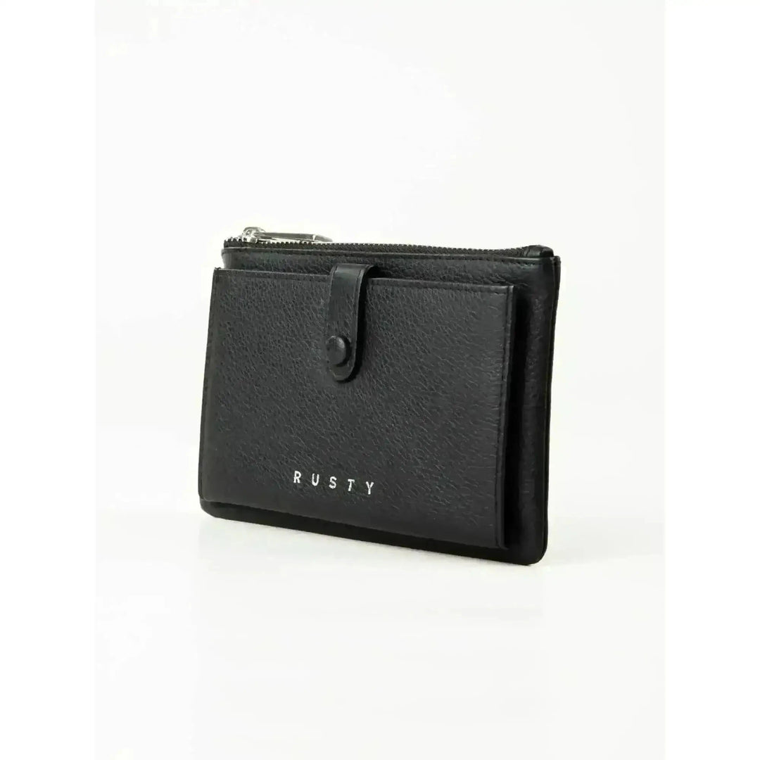 Rusty Grace Leather Pouch features RFID blocking & zip closure. 