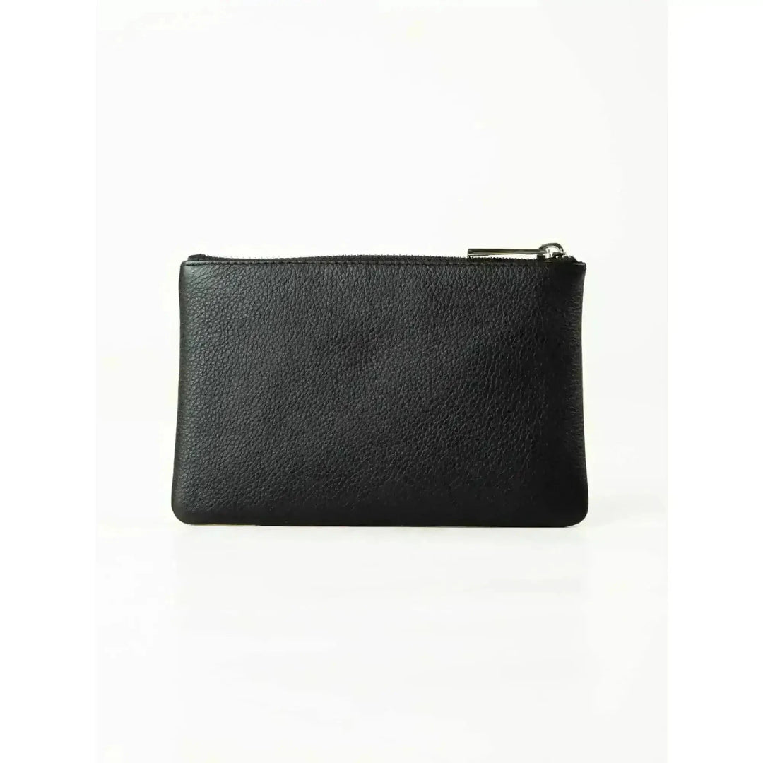 Rusty Grace Leather Pouch features RFID blocking & zip closure. 