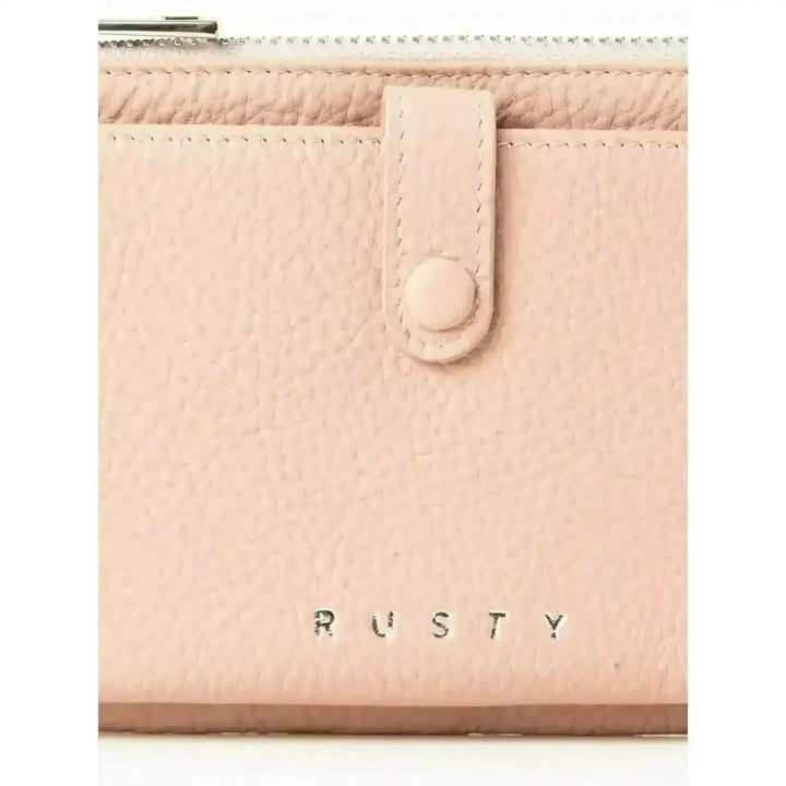 Rusty Grace Leather Pouch features RFID blocking & zip closure. 