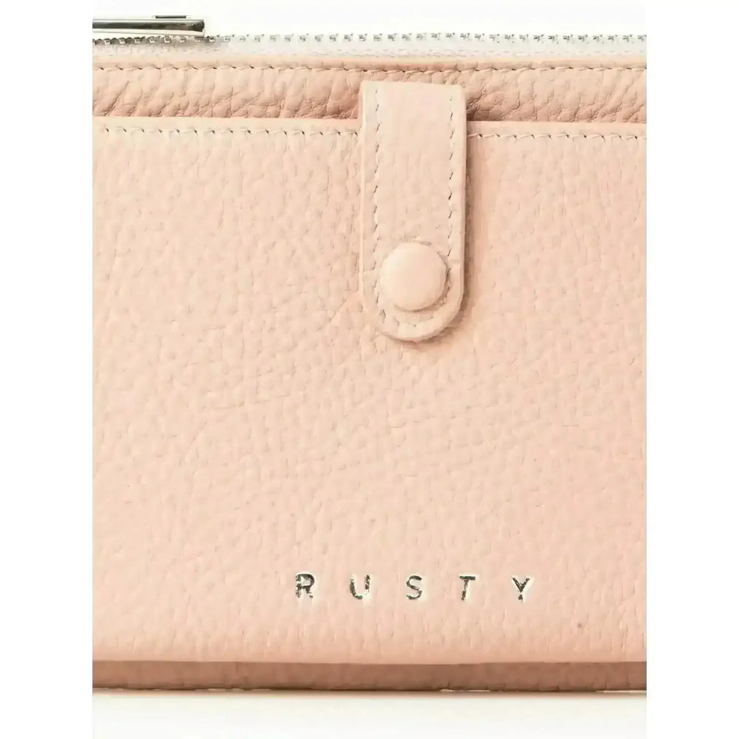 Rusty Grace Leather Pouch features RFID blocking & zip closure. 