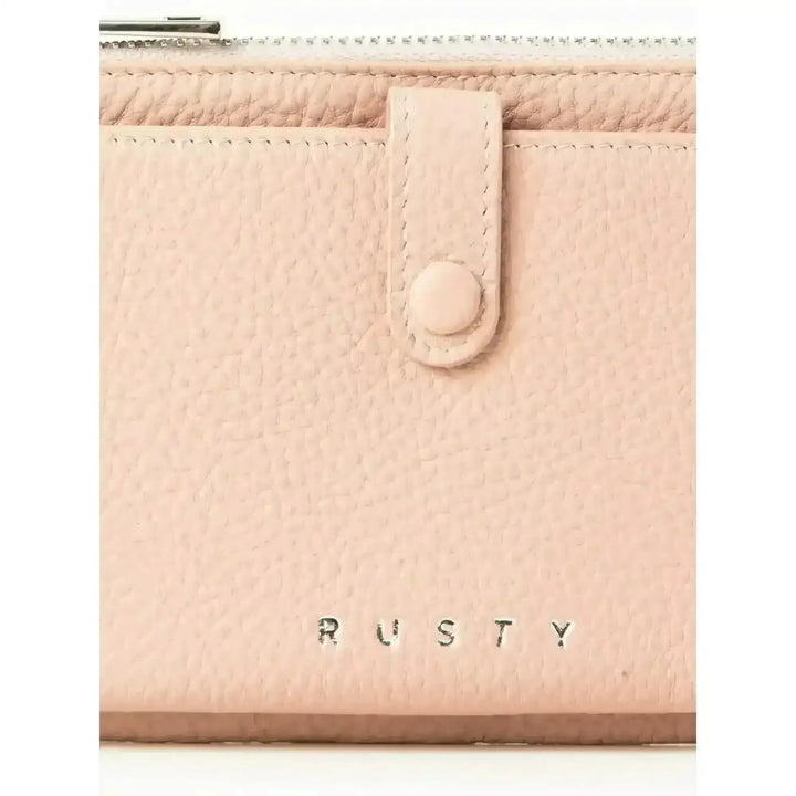 Rusty Grace Leather Pouch features RFID blocking & zip closure. 