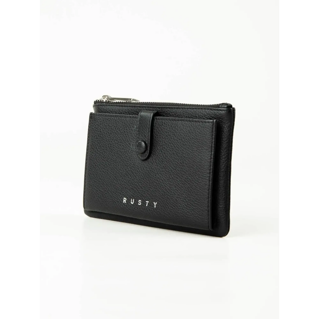 Rusty Grace Leather Pouch features RFID blocking & zip closure. 